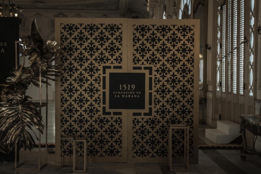 Commemorative decorative panel at the Havana Club luxury event in the Grand Theater of Havana