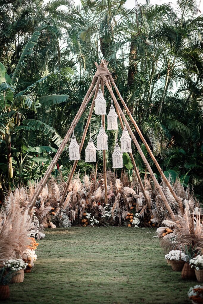 Boda bohemia. Ceremonia de jardín