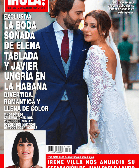 Portada de la revista ¡HOLA! destacando la boda de Elena Tablada y Javier Ungría en La Habana, Cuba.