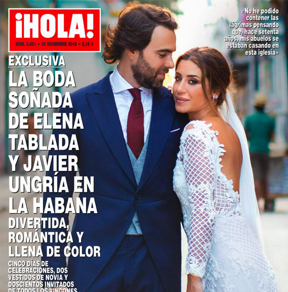 Portada de la revista Un honor tener en el blog de bodas de Aire de Fiesta, esta portada de ¡HOLA! destacando la boda de Elena Tablada y Javier Ungría en La Habana, Cuba.