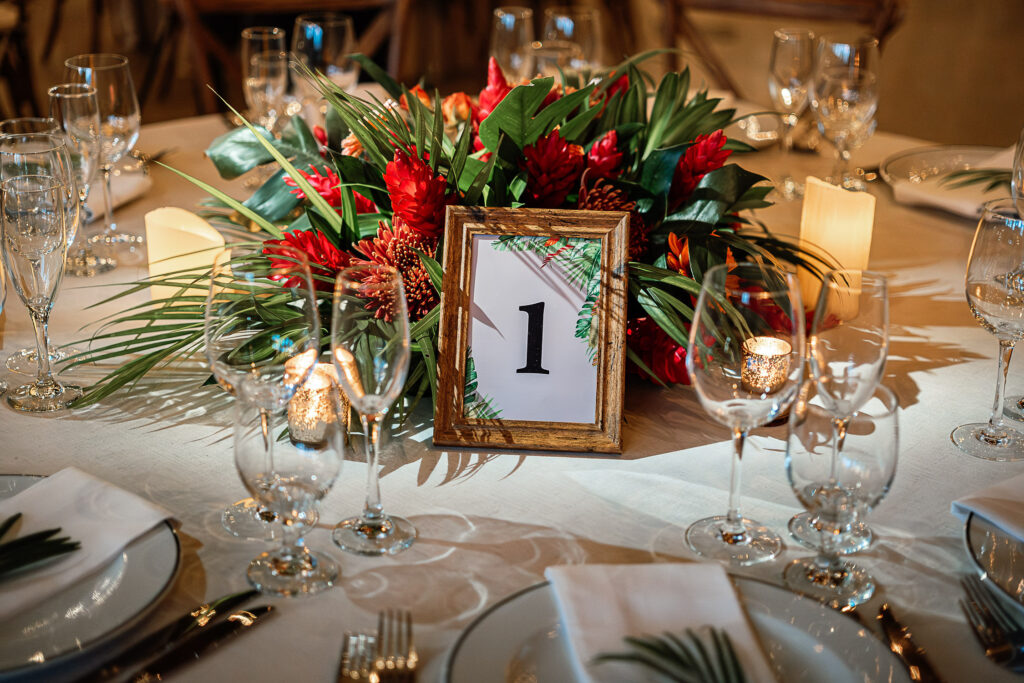 Custom stationery detail with floral design on the wedding table at the Hotel Nacional