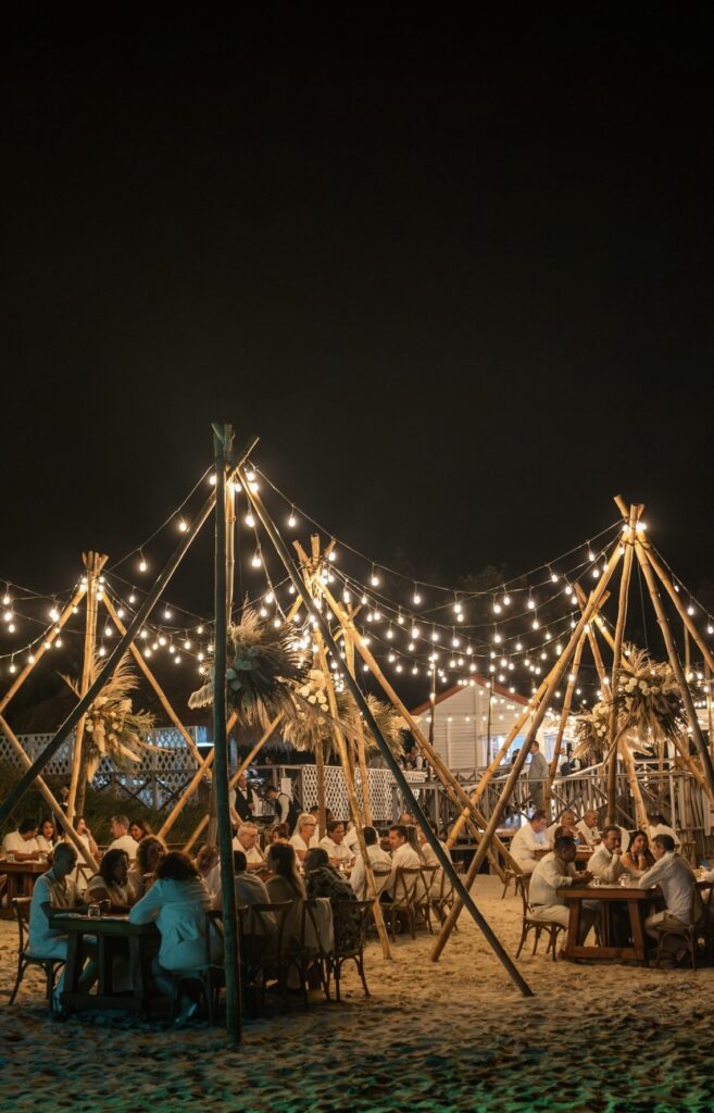 evento-empresarial-en-varadero-cena-playa-iluminacion-nocturna